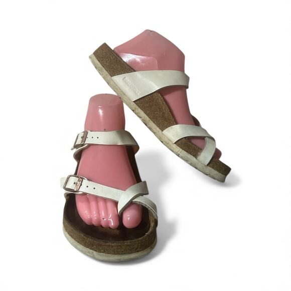 Birkenstock Mayari Birko-Flor Women’s Sz 38 White Strappy Sandals Used US 7.5 - Picture 4 of 7